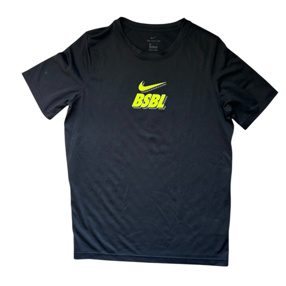 Nike Baseball Black Neon Dri Fit Tshirt YXL - EUC